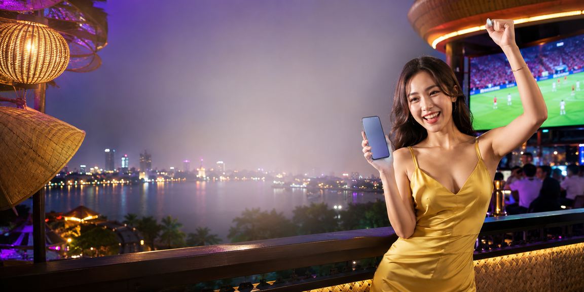 Người dùng tại Hà Nội trải nghiệm casino trên điện thoại di động bên cạnh nón lá truyền thống